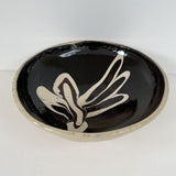 Small Brown Bowl with off-white abstract detail