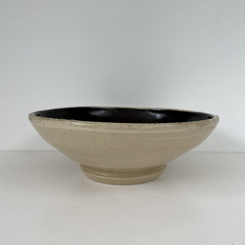 Small Brown Bowl with off-white abstract detail