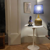 French ceramic lamp base, mustard with blue shade