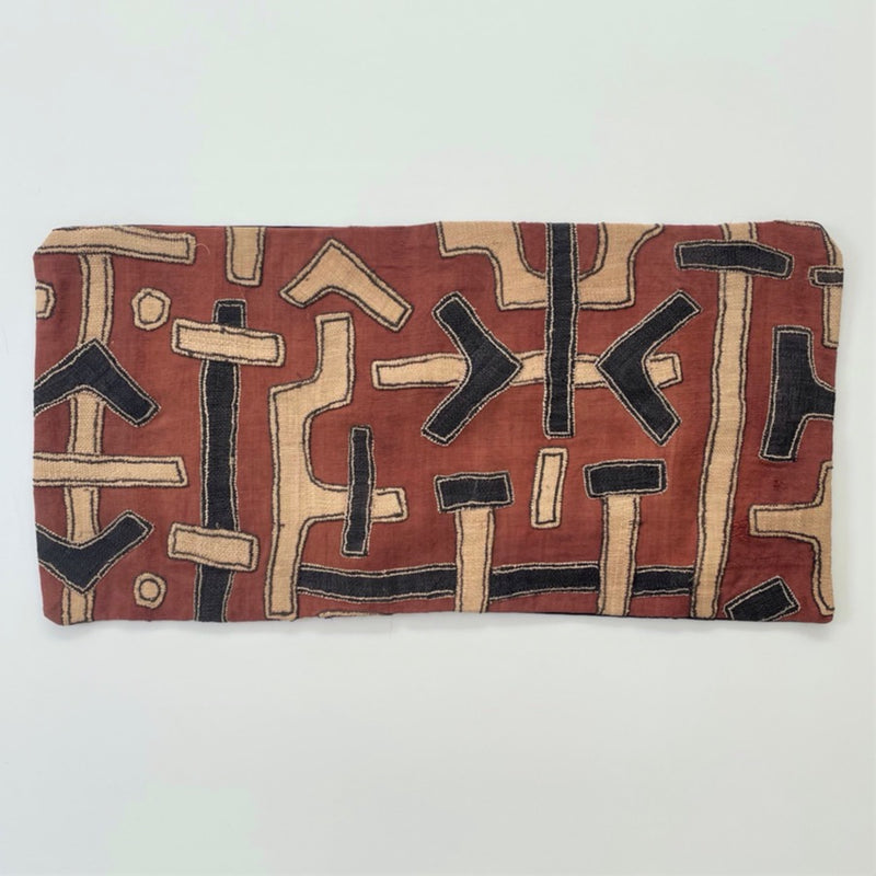 Beautiful vintage African Kuba Cloth cushion, 30 x 60cm, use to add an instant refresh the decoration scheme of your living space and dress your sofa.