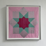 Star in Pink Sky by Jo Peach, mono print in aluminium frame