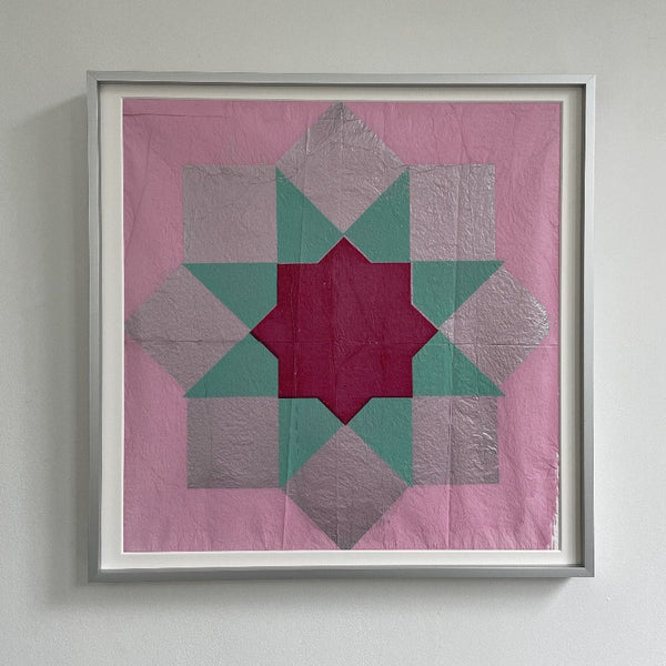 Star in Pink Sky by Jo Peach, mono print in aluminium frame 
