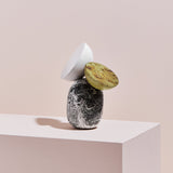 Soft Rust Speckle by Vic Wright, sculpture with iron, ink and white casting cement.