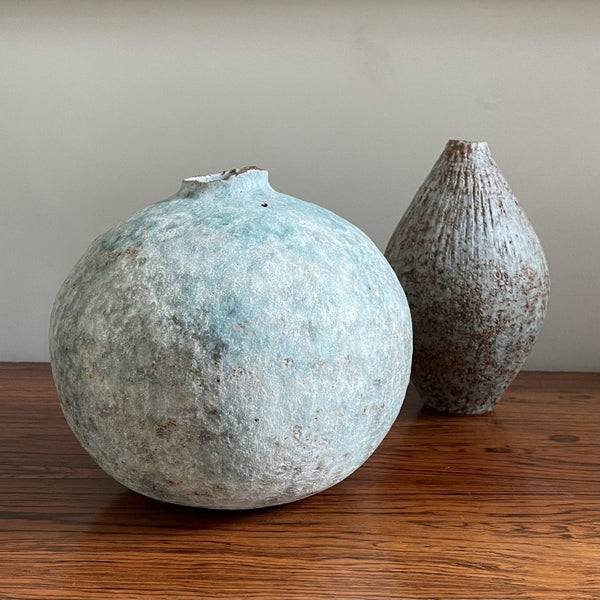 Thrown and hand-coiled Stoneware large Pod by Claire Lardner Burke, beautiful decorative piece.