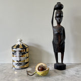 Hand craved Vintage African Sculpture, woman with pot