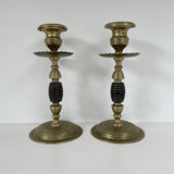 Brass and Ebony vintage candlesticks