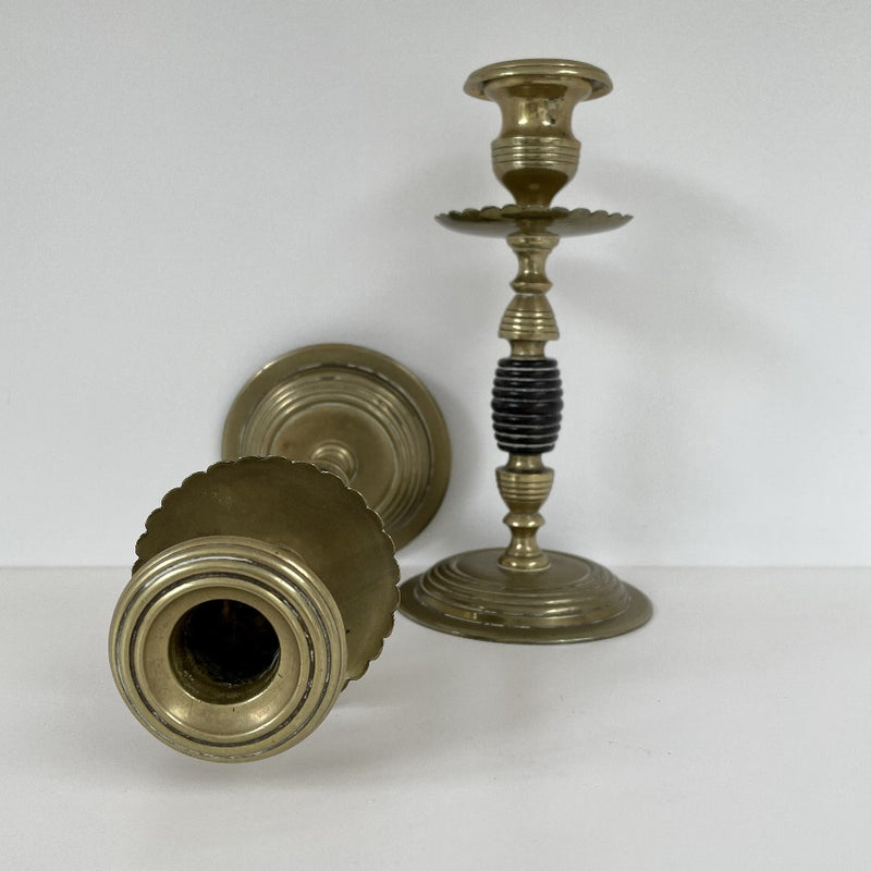 Brass and Ebony vintage candlesticks